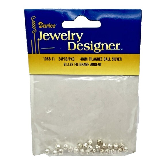Darice Other - Darice Jewelry Designer 4mm Filagree Ball Silver Tone 24pcs NOS Textile Sewing